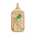 Rectangular gold tarot pendant with pink marble texture and green sea creature motif - M801143-Champagne