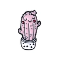 Detail of pink enamel cactus pin with cute smiley face in a white polka dot pot - Style 5-Pink Heart Cactus