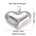 Silver heart pendant in irregular shape, 35mm copper jewelry component for DIY making - Ysn023-04 / 18K Gold