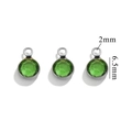 Three green emerald charms with silver metal base measuring 6.5mm height for DIY jewelry - Single Hole Steel - Green