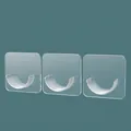 Three-pack of transparent punch-free adhesive hooks for shower curtain rod support - 7x7cm Telescopic Rod Support