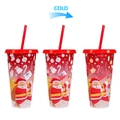Reusable 710ml Santa cold-sensitive color-changing cup with red lid and straw - 701-800ml / Santa Claus (Red)