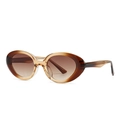 Retro cat eye oval sunglasses with gradient brown amber frame and tinted tea lenses - C3 Gradient Tea