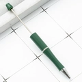 Creative dark green DIY plastic beaded ballpoint pen with matte finish and silver accents - Christmas Green