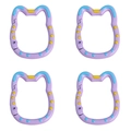 Set of 4 purple cat shaped alloy snap hooks with blue and yellow dots for DIY keychains - 1pc/pack / Purple