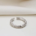 Adjustable S925 sterling silver ring featuring a unique crushed tin foil texture design - Open Size 14 (Adjustable 12-17) / White Gold
