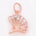 Pendentif en forme d'éventail or rose avec micro-pavage de zircone et fermoir - Style P / Or rose