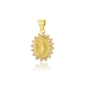 Gold Virgin Mary oval pendant with emerald-cut zircon stones on a white background - ZYN-DMK686G-Square Virgin Mary