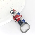 Detailed view of metal bottle opener shaped like a London soldier with LONDON lettering - Style 7 (Guard Bottle Opener)