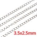 Polierte silberne Edelstahlkette für DIY-Schmuck mit ovalen 3,5x2,5mm Gliedern - CH-02 (3.5x2.5mm) / Stahlfarbe