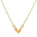 Collier doré élégant avec pendentif symétrique en forme de feuille et chaîne croisée - Épissage Double Feuille (KC Gold M-172)