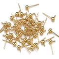 Golden plated stainless steel ball post earrings with ring for DIY jewelry making - 5 mm / Gold