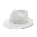 Weißer durchbrochener Stricksonnenhut mit Satinband und Schleife für den Strand - M(56-58cm) / Weiß