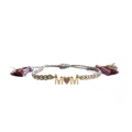 Adjustable gold MOM bracelet with colorful braided cord and red rhinestone heart detail - Gold MOM Bracelet