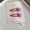 Par de pinzas para el cabello con estrella rosa roja de metal para niñas en tarjeta - Estilo De Estrella Púrpura O Rojo Rosa (5778927155320) / Morado