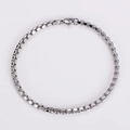 Vista dall'alto della collana a catena quadrata in acciaio inossidabile argento con moschettone - Bracciale 21CM / Color Acciaio