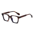 Classic dark tortoise shell square glasses with anti-blue light lenses and matte finish - Anti-Blue Light Plain Lens / Black Tortoise Anti-Blue Light