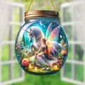 Fantasy fairy and unicorn theme glass jar with colorful roses and glowing accents - Unicorn Fairy-OPP Bag
