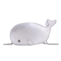 Cute dolphin-shaped silver metallic mini chain bag with detailed stitching and bead eye - Silver