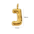 Puffy 14K gold-plated stainless steel letter J balloon pendant 18mm jewelry charm - Letter J