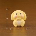 Miniature yellow resin rabbit figurine for micro landscape decor, size 2cm by 1.9cm - No.7 Touching Face