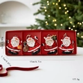 Set di 4 ornamenti Babbo Natale vintage in resina con scatola rossa per l'albero di Natale - Santa Claus Style A