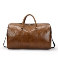 Bolso de viaje de cuero PU marrón elegante con asas dobles y correa ajustable - Marrón