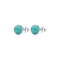Minimalist S925 sterling silver stud earrings featuring natural round turquoise stones - 4mm Style (RHE1166-4)