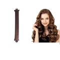 Detail of 3cm heatless hair rollers set showing brown foam curlers and wavy hair result - 1-Pack Reddish Brown