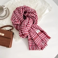 Red and white houndstooth scarf with tassels on a styled background for autumn - Red Style (Style 2)
