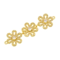Conector de flor dorado de lujo con circonita para la creación de pulseras de joyería - VS552 Triple Flor / Dorado