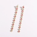 Elegant long tassel earrings with pink and white cubic zirconia stones in gold finish - 8*0.4cm / Gold Pink White Zircon