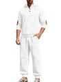 Men's two-piece white leisure tracksuit with diamond texture hoodie and matching sweatpants - S / White