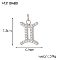 Gemini constellation charm pendant with white zircon stones in silver finish - Steel Color Gemini (Inlaid)