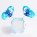 Detail of Independence Day headband with blue tinsel hair and spring-mounted star balls - Single Headband / Light Blue Wig
