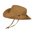 Khaki outdoor sun hat with wide brim, waterproof quick-dry fabric and chin strap - Caramel