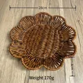 Dark brown woven snack tray in 28cm flower shape for fruit and bread storage - Plum Blossom Large / Dark Coffee