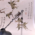 Épingle à cheveux lune gothique avec pompons à chaîne en style chinois classique - Croissant de Lune à Franges / Argent Antique