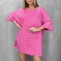 T-shirt oversize in cotone rosa lavaggio acido con vestibilità ampia stile street - Rosa Rosso Lavato