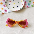 Chic butterfly bow sunglasses with pink and orange gradient frames for kids and girls - Pink Yellow