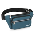 Waterproof teal multi-pocket sports waist bag with adjustable black strap and buckle - Lake Blue