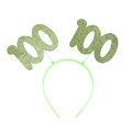 Funkelndes neongrünes 100-Zahlen-Haarband für Kinder mit Glitzer-Finish und Feder-Design - Grün