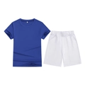 Kids sports set featuring royal blue T-shirt and white shorts in breathable cotton - Top And Bottom / Royal Blue/White / 100cm