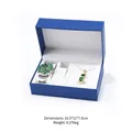 Blue watch box set with green dial watch and heart gemstone necklace and ring jewelry - Set Watch Gift Box / Sapphire Blue