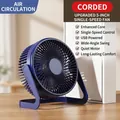 5-inch navy blue USB desktop fan with air circulation and adjustable U-shaped stand - Official Standard + 1.5m Extension Cable / 5-inch Navy Blue