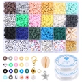 Detail of 24-compartment storage box with 4000 clay beads, charms, and elastic strings - 24 Grids Clay Beads + Letter Beads + Elastic Thread New Style