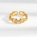 Adjustable 925 silver gold-plated chain ring with sparkling rhinestones and horseshoe links - Adjustable Open / Gold