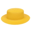 Classic yellow woven straw hat with a flat top and wide brim for sun protection - Cow Skull Decor Band Style (284F)