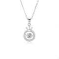 Collar colgante de corona en plata S925 con piedra central moissanita y halo de diamantes - Moissanita Blanca / Oro blanco