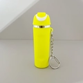 Bright yellow miniature tumbler keychain with silver carabiner and white cap - 03 Color Matching Fluorescent Yellow